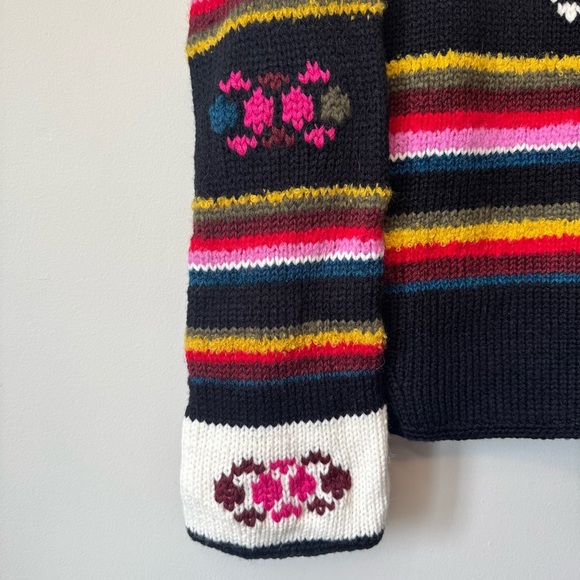 Smythe x Augden Size Large Hand-knit Crewneck Colorful 100% Alpaca Wool Sweater - Picture 2 of 8